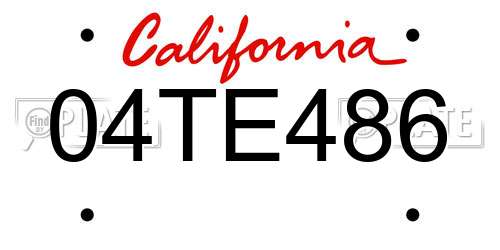 04TE486 California License Plate