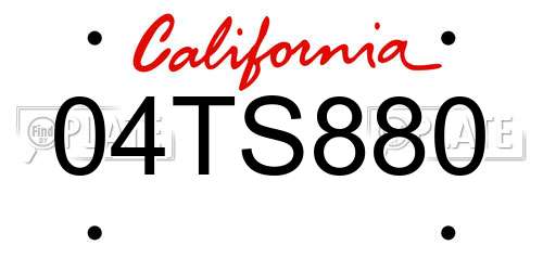04TS880 California License Plate