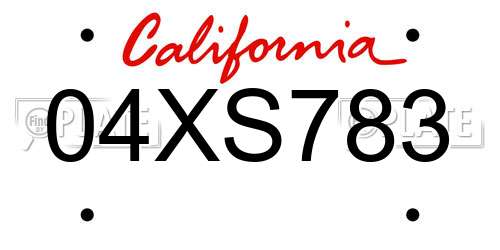 04XS783 California License Plate