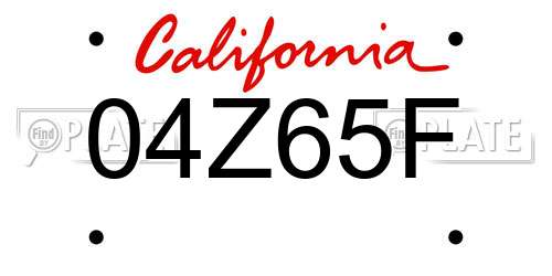 04Z65F California License Plate