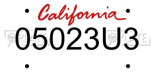 05023U3 California License Plate