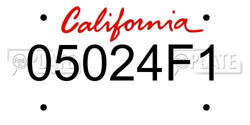 05024F1 California License Plate