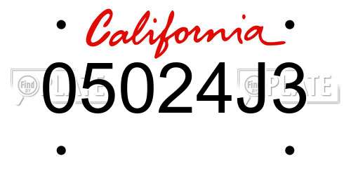 05024J3 California License Plate
