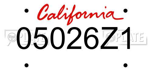 05026Z1 California License Plate