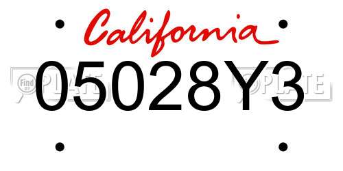 05028Y3 California License Plate