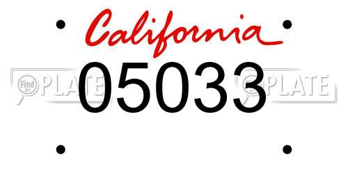 05033 California License Plate