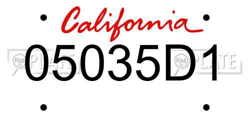 05035D1 California License Plate
