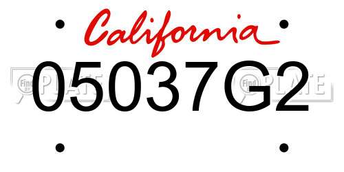 05037G2 California License Plate