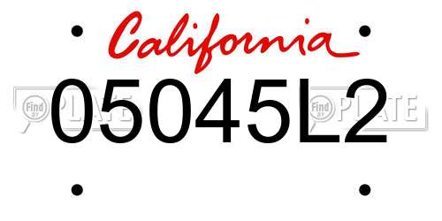 05045L2 California License Plate