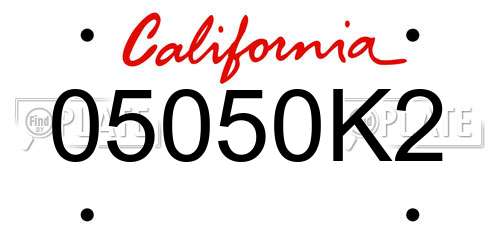 05050K2 California License Plate