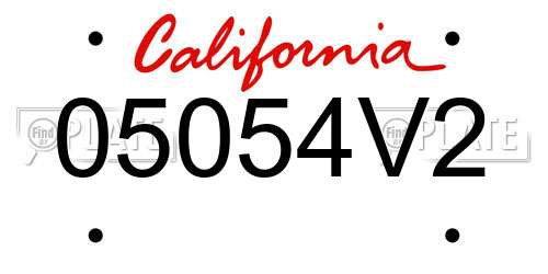 05054V2 California License Plate