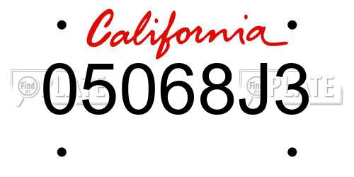 05068J3 California License Plate