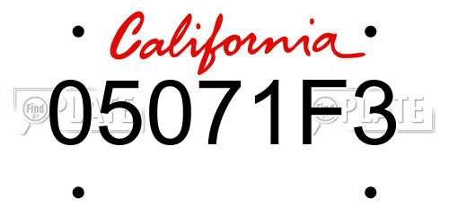 05071F3 California License Plate