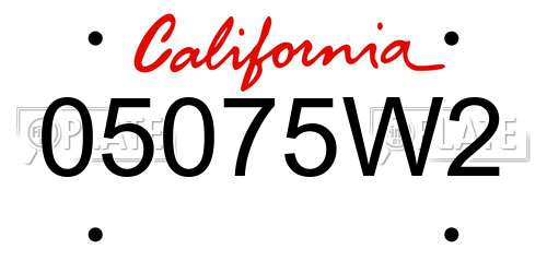 05075W2 California License Plate