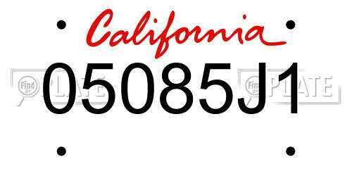 05085J1 California License Plate