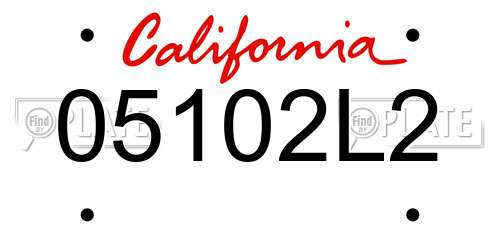 05102L2 California License Plate