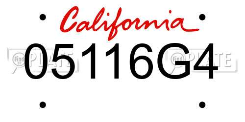 05116G4 California License Plate