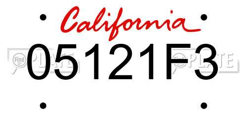05121F3 California License Plate