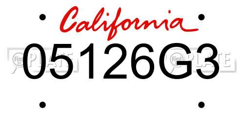 05126G3 California License Plate