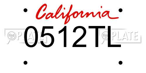 0512TL California License Plate