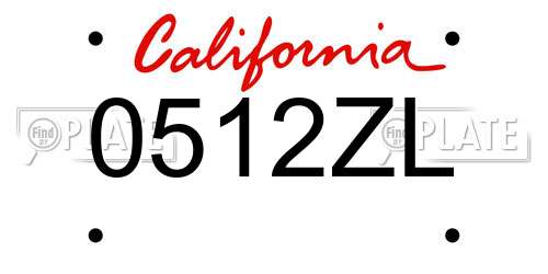 0512ZL California License Plate