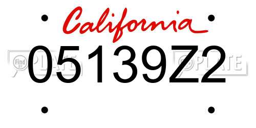 05139Z2 California License Plate