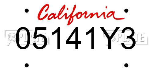 05141Y3 California License Plate