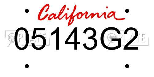 05143G2 California License Plate