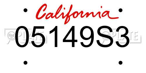 05149S3 California License Plate