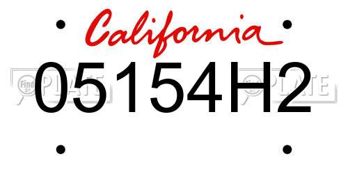 05154H2 California License Plate