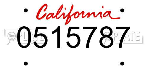 0515787 California License Plate