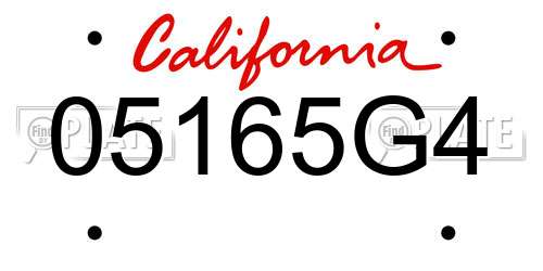 05165G4 California License Plate