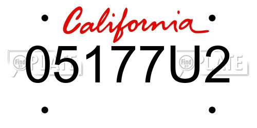 05177U2 California License Plate