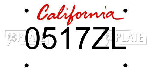 0517ZL California License Plate
