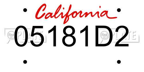 05181D2 California License Plate