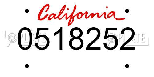 0518252 California License Plate