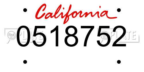 0518752 California License Plate