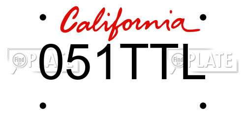051TTL California License Plate