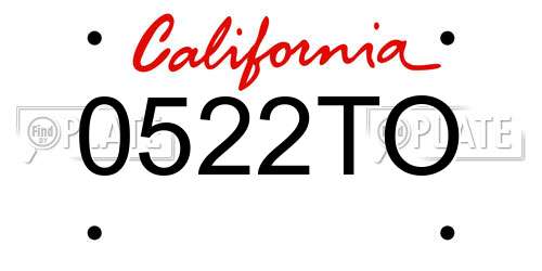 0522TO California License Plate