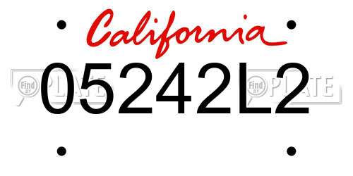 05242L2 California License Plate