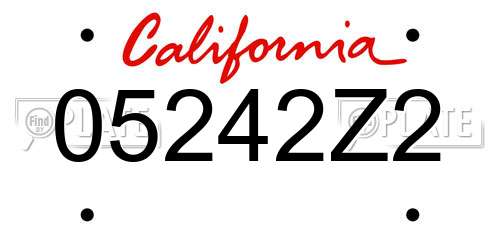 05242Z2 California License Plate