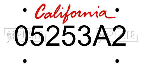 05253A2 California License Plate