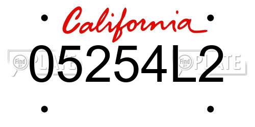 05254L2 California License Plate