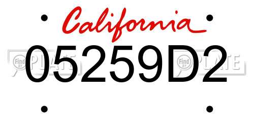 05259D2 California License Plate