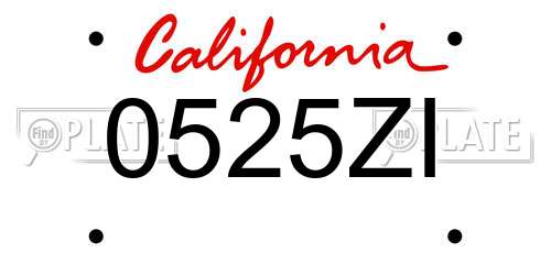 0525ZI California License Plate