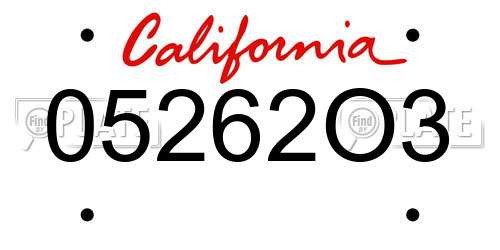 05262O3 California License Plate