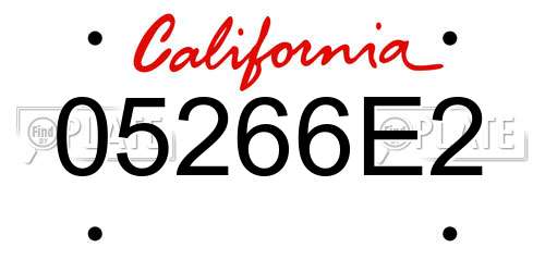 05266E2 California License Plate