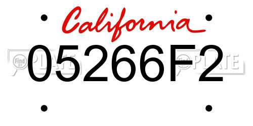 05266F2 California License Plate