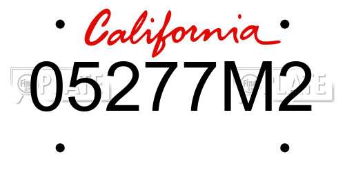 05277M2 California License Plate