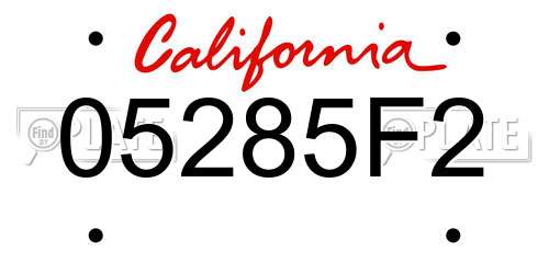 05285F2 California License Plate